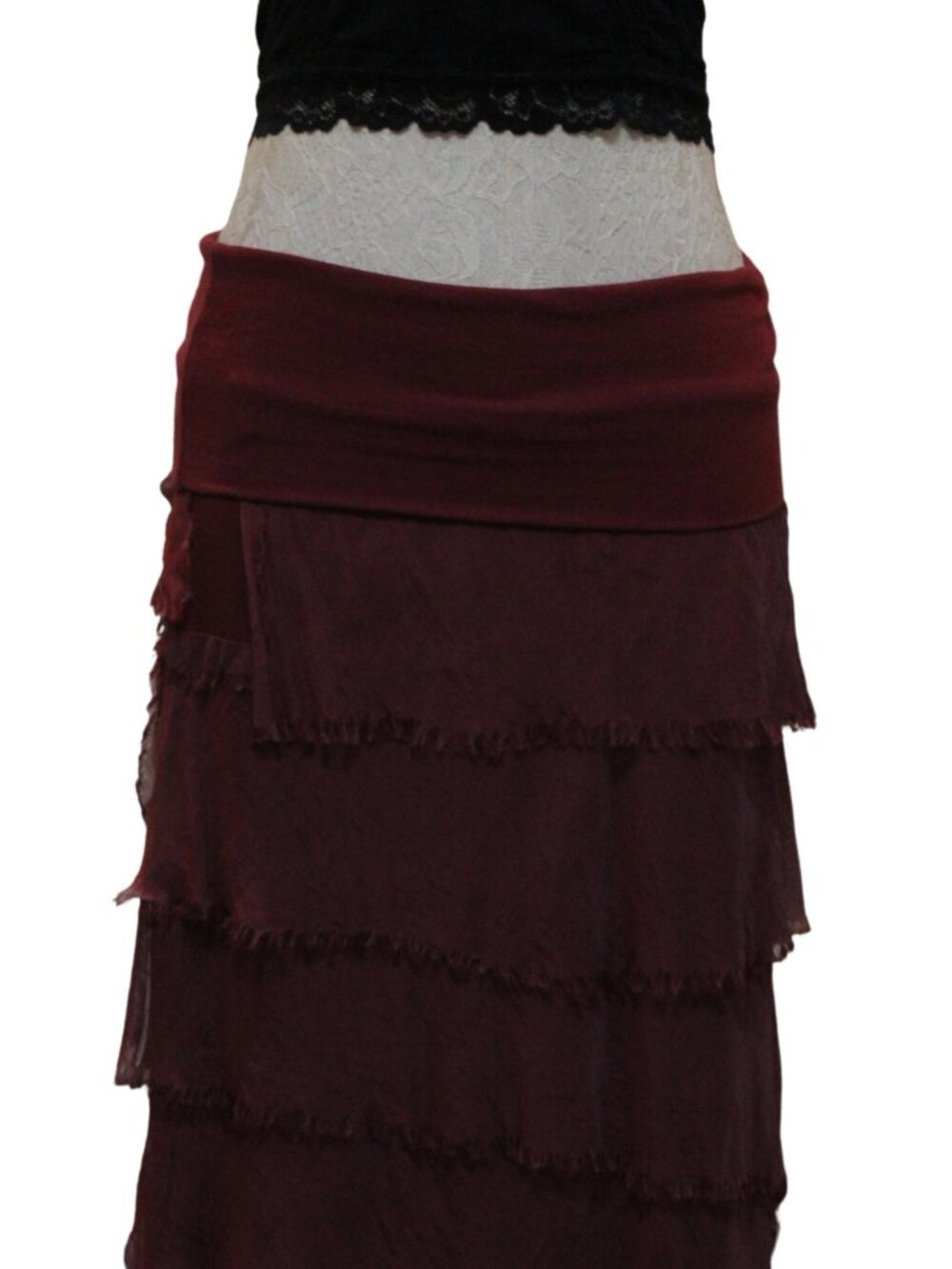 Italian Ruffle Maxi Skirt - Maroon